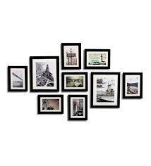 AG Crafts Synthetic Wood Photo Frame Black  (Set of 9 frames, Wall mount type, Size- 5x5 (4), 5x7 (4), 8x10 (1), Care Instruction- Wipe Very Gently with A Slightly Damp Cloth)