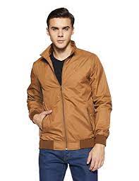 Allen Solly Casual Light-weight Jacket for Men (light brown, 100% Polyester Material, Long sleeve, Dry clean only)