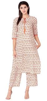 Amayra Cotton Straight Kurta for Women  (Knee Length Kurta, Three-Fourth Sleeve, Round Neck, Machine Wash )