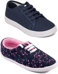 Asian Canvas Casual Shoes, Sneakers (Multicolored, lace up, Denim Fabric, pack of 2 pairs)