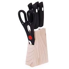 BMG-LDG WARE Stainless Steel Kitchen Knife set (4 Knife Set and a Scissors with Wooden Stand)