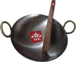 BRRL Lokhand Iron Kadhai Large Heavy Cooking Pan Kadhai  (Dimensions 27.9 x 27.9 x 12.7 cms(LxWxH), 1.5Kg Weight, Hand finished Traditional Iron Kadahi, No hazadrous material, Completely safe, Solid utensil no chipping, breakage or food contamination like that from non-stick or Aluminium pans )