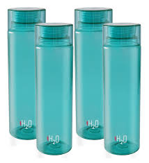 Cello H2O Unbreakable 1 Litre Water Bottle  (Set of 4, Multi-colour, Food grade BPA free plastic material, Leak Proof, Crystal Clarity body, Freezer Safe)