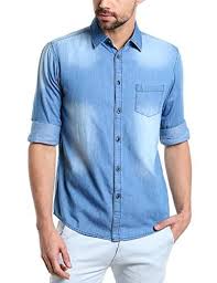 Dennis Lingo Slim Fit Casual Shirt for Men (100% Premium Denim Cotton, Full Sleeves, Pre Washed, Smart Casual Wear, Machine Wash)