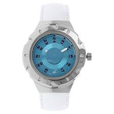 Fastrack Blue Dial Analog Watch for Women NK6157SL02 (39.5 mm Case dia, Quartz movement, White Leather band, 30 m Water resistance )