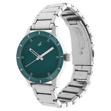 Fastrack Analog Green Dial Watch for Women NL6078SM01 (Quartz movement, 34mm Round Case Dia, Stainless Steel Band, Water resistance 30 meters )