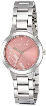 Fastrack Analog Pink Dial Watch for Women NL6150SM04  (Quartz movement, 27mm Round Case Dia, Stainless Steel Band, Water resistance 30 meters )