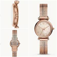 Fossil Carlie Mini Rose Gold toned   (Analogue display, Quartz movement, wrist watch for women)