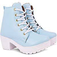 Krafter Classic Boots for Women (Synthetic Material, Polyvinyl Chloride Sole, Block Heel, Lace-Up closure)