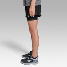 Kalenji  Run Dry Shorts Built-in Tight Shorts for Women  (Polyester material, Black Colour, Rear pocket with zip for personal belongings )