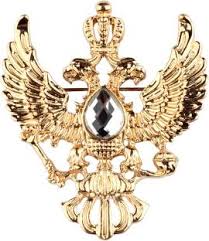 Knighthood Golden Crown Eagle Brooch For Men  (Double Headed Eagle with Winged Stone Detailing Lapel Pin Badge Coat Suit Jacket Wedding Gift Party)