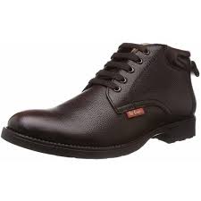 Lee Cooper Brown Leather Shoes for Men (Lace-up closure, Regular width, Round Toe, Leather outer material, Thermoplastic Rubber sole)