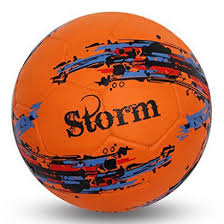 Nivia Storm Rubber Moulded Football  (Size 5, Butyl Bladder, Orange colour, Made for all type of Grounds & Weather)