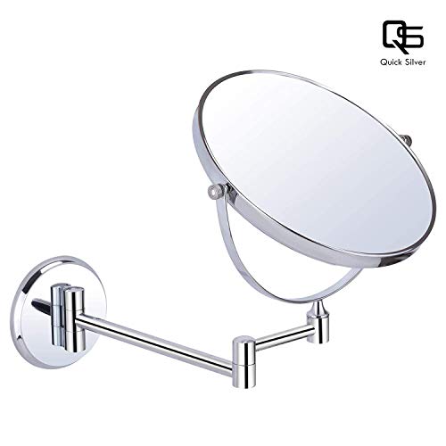 QUICK SILVER 2 Sided Revolving Magnifying/Shaving/Makeup/Bathroom Mirror (Stainless Steel Mounting Bracket, 200 mm/8-inch)