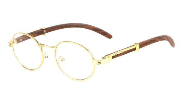 Scholar Luxury Oval Metal & Wood Eyeglasses (Clear Lens Sunglasses)