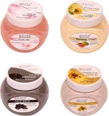 Pink Plums Combo Pack of 4 Face Creams (250ml each, Papaya Face Pack, Skin-Whitening Scrub, Charcoal Massage Cream, D-Tan Massage Cream)