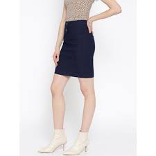 Rider Republic Denim Blue Pencil Skirt for Women (95% Cotton And 5% Spandex, Stretchable fabric, Machine Wash)