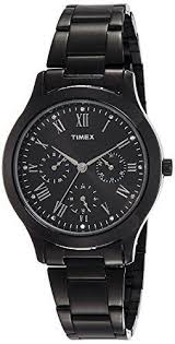 TIMEX  Black Dial Watch for Women-TW000Q809 (28 mm Case Dia, Quartz movement, Chronograph, Stainless Steel band material, 30 Meters water resistance depth)