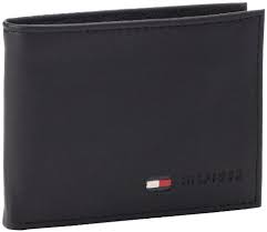 Tommy Hilfiger  Multi-Card Passcase Wallet for Men (Black Lambskin, Billfold Wallet, Holds Bills, 4 Credit Card Slots )