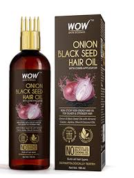 WOW Skin Science Onion Black Seed Hair Oil  (100ml, with Comb Applicator, Hexane-free, Non-sticky, Non-greasy, Contains a blend of 7 cold-pressed oils)