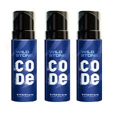 Wild Stone  Code Titanium Body Perfume for Men (Combo pack 3 x 120 ml each, Fragrance is Safe to use on Skin, Suited for Casual wear spray )