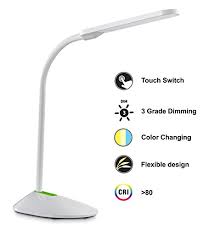 Wipro Garnet Glare Free and Adaptable LED Table lamp  (6 Watts, Feather touch, 3 grade brightness with colour changing- Cool Day Light/Neutral white/Warm White, Flexible gooseneck for light )
