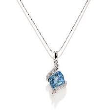Yellow Chimes Swarovski Collection Crystals  (Angel Guardian Style, Silver-Toned & Blue Crystal Pendant with Chain for Women and Girls)