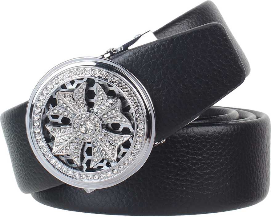 Zoro Silver Texas Leatherite Belt for Men (Auto-lock buckle, No Hole in the belt,  1.5iinch belt width, )