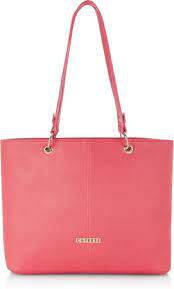 Caprese  Ara, Tote Bag for Women (Coral Pink Solid Shoulder Bag, Size 27x13x39 cms LxWxH, )