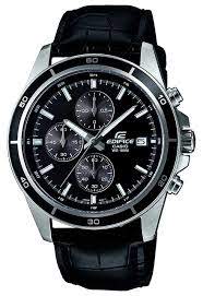 Casio  Edifice Chronograph Mens Watch EFR-526L-1AVUDF (Black Dial, Leather Band, Quartz movement, 48mm case dia, Water resistant 100 Meters)